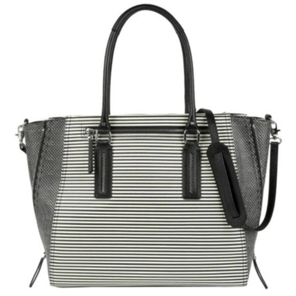 Stella & Dot Handbags - Madison Tech Bag - Black/White Stripe
